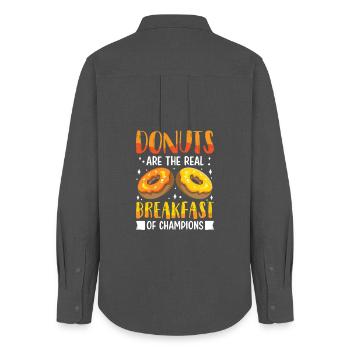 Restauration rapide en donuts - Chemise Oxford Femme - charbon - Dos - AI Model Female 172 light (172cm)