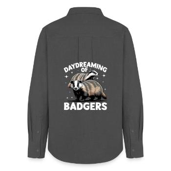 Funny Animal Badger - Women's Oxford Shirt - anthracite - Back - AI Model Female 172 light (172cm)