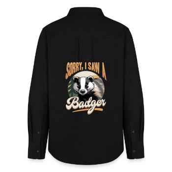 Funny Animal Badger - Women's Oxford Shirt - black - Back - AI Model Female 172 light (172cm)