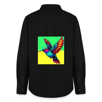 Kolibri - Frauen Oxford Hemd - Schwarz - Hinten - AI Model Female 172 light (172cm)