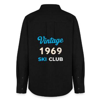Vintage 1969 – Cadeau rétro de l’année de naissance du Ski Club - Chemise Oxford Femme - noir - Dos - AI Model Female 172 light (172cm)