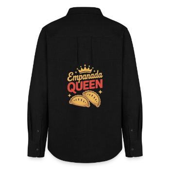 Empanada Queen Funny Food Latin America - Women's Oxford Shirt - black - Back - AI Model Female 172 light (172cm)