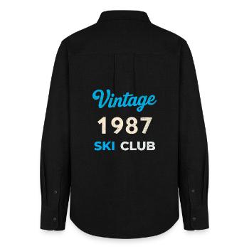 Millésime 1987 – Cadeau rétro de l’année de naissance du Ski Club - Chemise Oxford Femme - noir - Dos - AI Model Female 172 light (172cm)