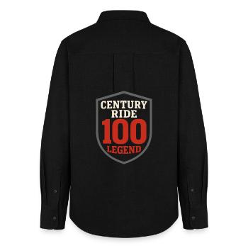 Century Ride 100 miles Cycliste Century - Chemise Oxford Femme - noir - Dos - AI Model Female 172 light (172cm)