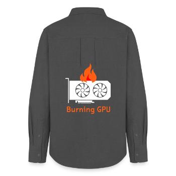 Funny Gamer For Gamers Who Like "Burning GPU" For - Women's Oxford Shirt - anthracite - Back - AI Model Female 172 light (172cm)