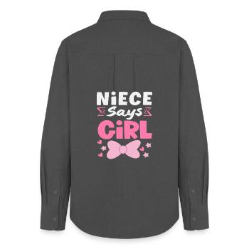 Niece Says Girl Gender Reveal - Women's Oxford Shirt - anthracite - Back - AI Model Female 172 light (172cm)