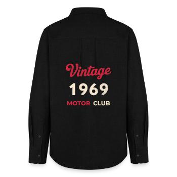 Cadeau vintage de l’année de naissance rétro du Motor Club 1969 - Chemise Oxford Femme - noir - Dos - AI Model Female 172 light (172cm)