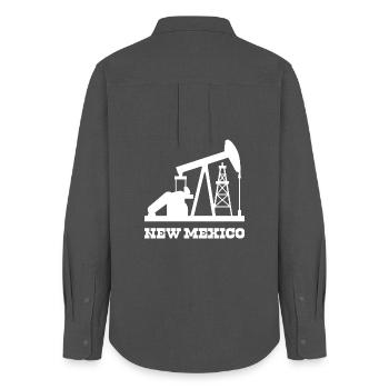 New Mexico Oilfield Pumpjack Design - Women's Oxford Shirt - anthracite - Back - AI Model Female 172 light (172cm)