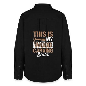 Wood Carving Shirt Wood Picture - Women's Oxford Shirt - black - Back - AI Model Female 172 light (172cm)