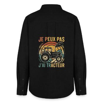 I Can't I Have a Tractor - Country Humour - Women's Oxford Shirt - black - Back - AI Model Female 172 light (172cm)