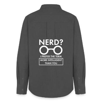 Nerd More Intelligent Than You Sarcastic Art - Frauen Oxford Hemd - Anthrazit - Hinten - AI Model Female 172 light (172cm)
