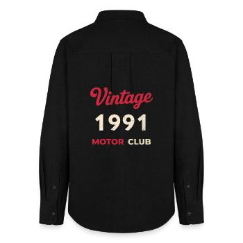 Cadeau rétro vintage de l’année de naissance du Motor Club 1991 - Chemise Oxford Femme - noir - Dos - AI Model Female 172 light (172cm)