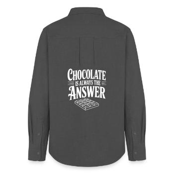 Chocolate Is Always the Answer - Women's Oxford Shirt - anthracite - Back - AI Model Female 172 light (172cm)