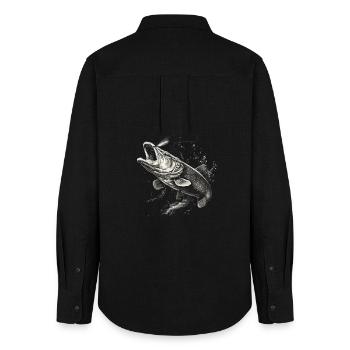 Pike Angler - Women's Oxford Shirt - black - Back - AI Model Female 172 light (172cm)