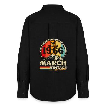 March 1966 Vintage Born Birthday Retro - Women's Oxford Shirt - black - Back - AI Model Female 172 light (172cm)