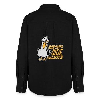 Verrückte Möwe Sarcastic Side Character Lustig - Frauen Oxford Hemd - Schwarz - Hinten - AI Model Female 172 light (172cm)