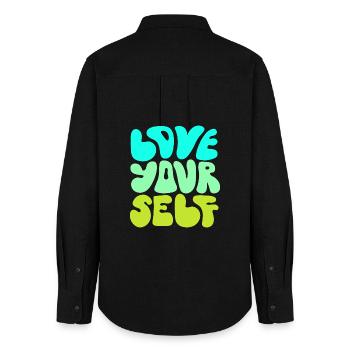 Love Yourself Positive Self Love Quote Design - Frauen Oxford Hemd - Schwarz - Hinten - AI Model Female 172 light (172cm)