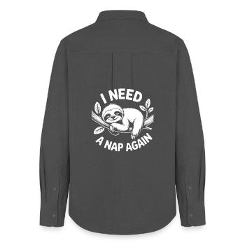 Nap Again Mood - Women's Oxford Shirt - anthracite - Back - AI Model Female 172 light (172cm)