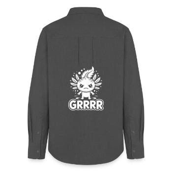 Grump Axolotl - Frauen Oxford Hemd - Anthrazit - Hinten - AI Model Female 172 light (172cm)
