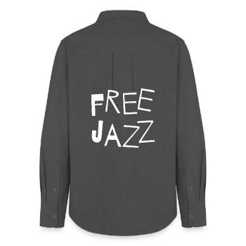 Free Jazz Bold Typography Tee - Chemise Oxford Femme - charbon - Dos - AI Model Female 172 light (172cm)