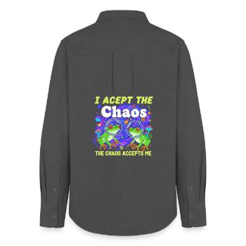 Chaos Frog Acceptance Neon - Women's Oxford Shirt - anthracite - Back - AI Model Female 172 light (172cm)