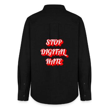 Stop Digital Hate – Statement gegen Cybermobbing & - Frauen Oxford Hemd - Schwarz - Hinten - AI Model Female 172 light (172cm)