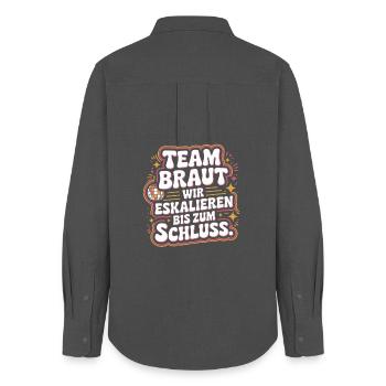 Team Braut Wir Eskalieren Crew Squad JGA Frauen - Frauen Oxford Hemd - Anthrazit - Hinten - AI Model Female 172 light (172cm)