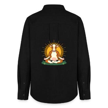 Sun Meditation Cow - Women's Oxford Shirt - black - Back - AI Model Female 172 light (172cm)