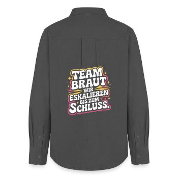 Team Braut Wir Eskalieren Crew Squad JGA Frauen - Frauen Oxford Hemd - Anthrazit - Hinten - AI Model Female 172 light (172cm)