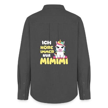 Ich Höre Immer Nur Ein Mimimi Einhorn - Frauen Oxford Hemd - Anthrazit - Hinten - AI Model Female 172 light (172cm)