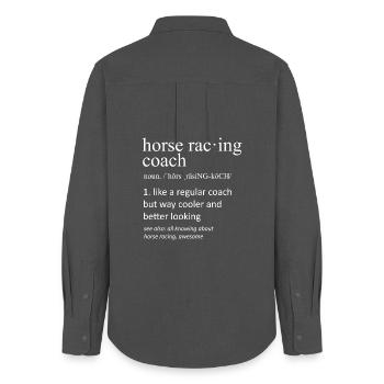 Pferderennen Herzschlag EKG Jockey Silhouette - Frauen Oxford Hemd - Anthrazit - Hinten - AI Model Female 172 light (172cm)