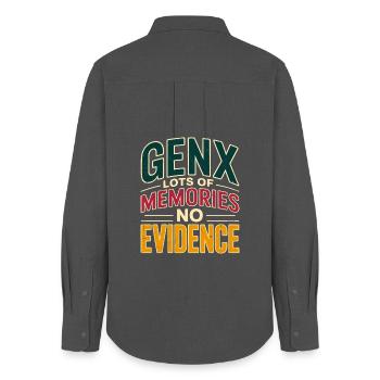 GenX Memories – No Evidence - Women's Oxford Shirt - anthracite - Back - AI Model Female 172 light (172cm)