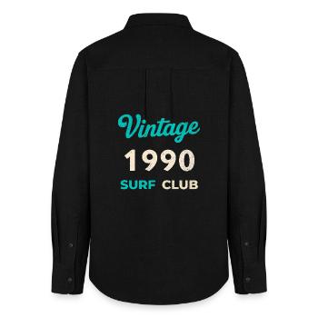 Vintage 1990 Surf Club Retro Geburtsjahr Geschenk - Frauen Oxford Hemd - Schwarz - Hinten - AI Model Female 172 light (172cm)