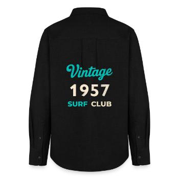 Cadeau rétro vintage de l’année de naissance du Surf Club 1957 - Chemise Oxford Femme - noir - Dos - AI Model Female 172 light (172cm)