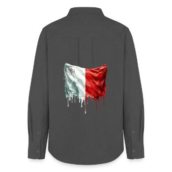 Maltese Flag Colorful Paint - Frauen Oxford Hemd - Anthrazit - Hinten - AI Model Female 172 light (172cm)