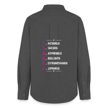 Isabel Name Personalized Gift - Women's Oxford Shirt - anthracite - Back - AI Model Female 172 light (172cm)