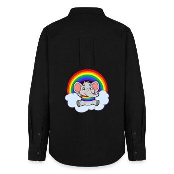 Colorful Baby Elephant Rainbow Cloud - Women's Oxford Shirt - black - Back - AI Model Female 172 light (172cm)