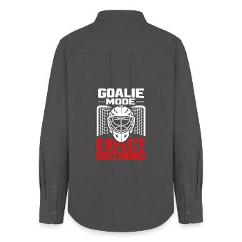 Hockey Goalie Gift Goalie Life Hockey Goalie - Women's Oxford Shirt - anthracite - Back - AI Model Female 172 light (172cm)