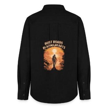 Bust Roads Blazing Hearts Hiking Adventure - Women's Oxford Shirt - black - Back - AI Model Female 172 light (172cm)