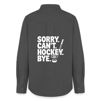 Entschuldigung. Geht nicht. Eishockey. Tschüss. - Frauen Oxford Hemd - Anthrazit - Hinten - AI Model Female 172 light (172cm)