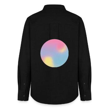 Aura-Check-Pastellgradientensphäre - Frauen Oxford Hemd - Schwarz - Hinten - AI Model Female 172 light (172cm)