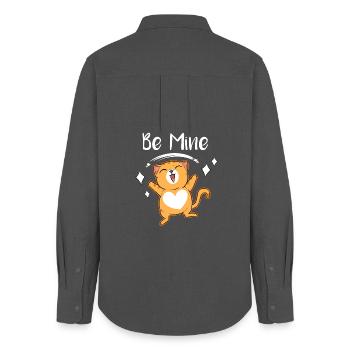 Be Mine Cat Delight Heart Kitten Love - Women's Oxford Shirt - anthracite - Back - AI Model Female 172 light (172cm)