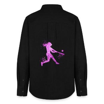Baseball Girls Women Softball Players - Women's Oxford Shirt - black - Back - AI Model Female 172 light (172cm)