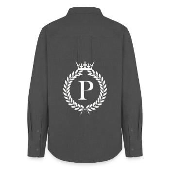 P_wappen - Women's Oxford Shirt - anthracite - Back - AI Model Female 172 light (172cm)
