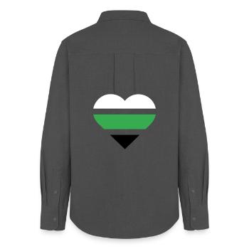 Pride Flag Heart · Neutrois - Frauen Oxford Hemd - Anthrazit - Hinten - AI Model Female 172 light (172cm)