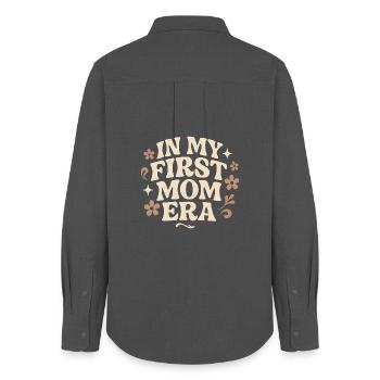 Erster Muttertag Mama Geschenkidee Familie Groovy - Frauen Oxford Hemd - Anthrazit - Hinten - AI Model Female 172 light (172cm)