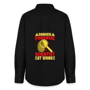 Scientifique spécialisé en sciences médico-légales spécialisé en danger - Chemise Oxford Femme - noir - Dos - AI Model Female 172 light (172cm)