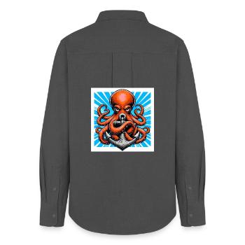 Octopus embraces an Anchor - Women's Oxford Shirt - anthracite - Back - AI Model Female 172 light (172cm)