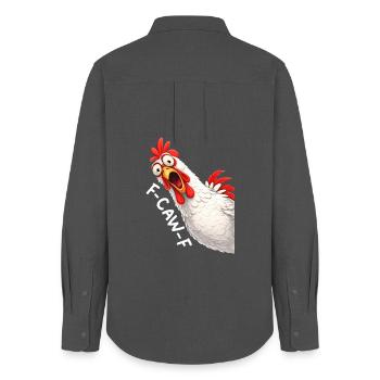 F-Caw-F poulet Humour adulte Coq drôle Fcawf - Chemise Oxford Femme - charbon - Dos - AI Model Female 172 light (172cm)