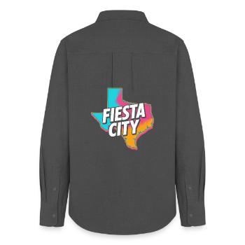 Fiesta City Neon Texas - Women's Oxford Shirt - anthracite - Back - AI Model Female 172 light (172cm)